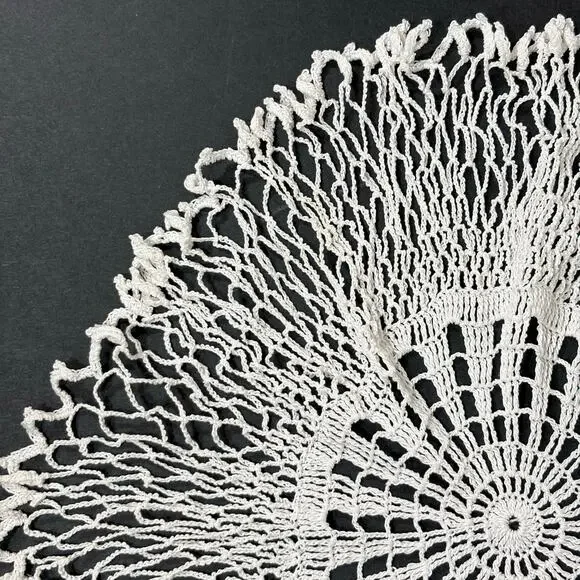 Vintage White Crochet Doily Frilly Lace Handmade Retro 13" Whimsygoth Victorian - Picture 4 of 8